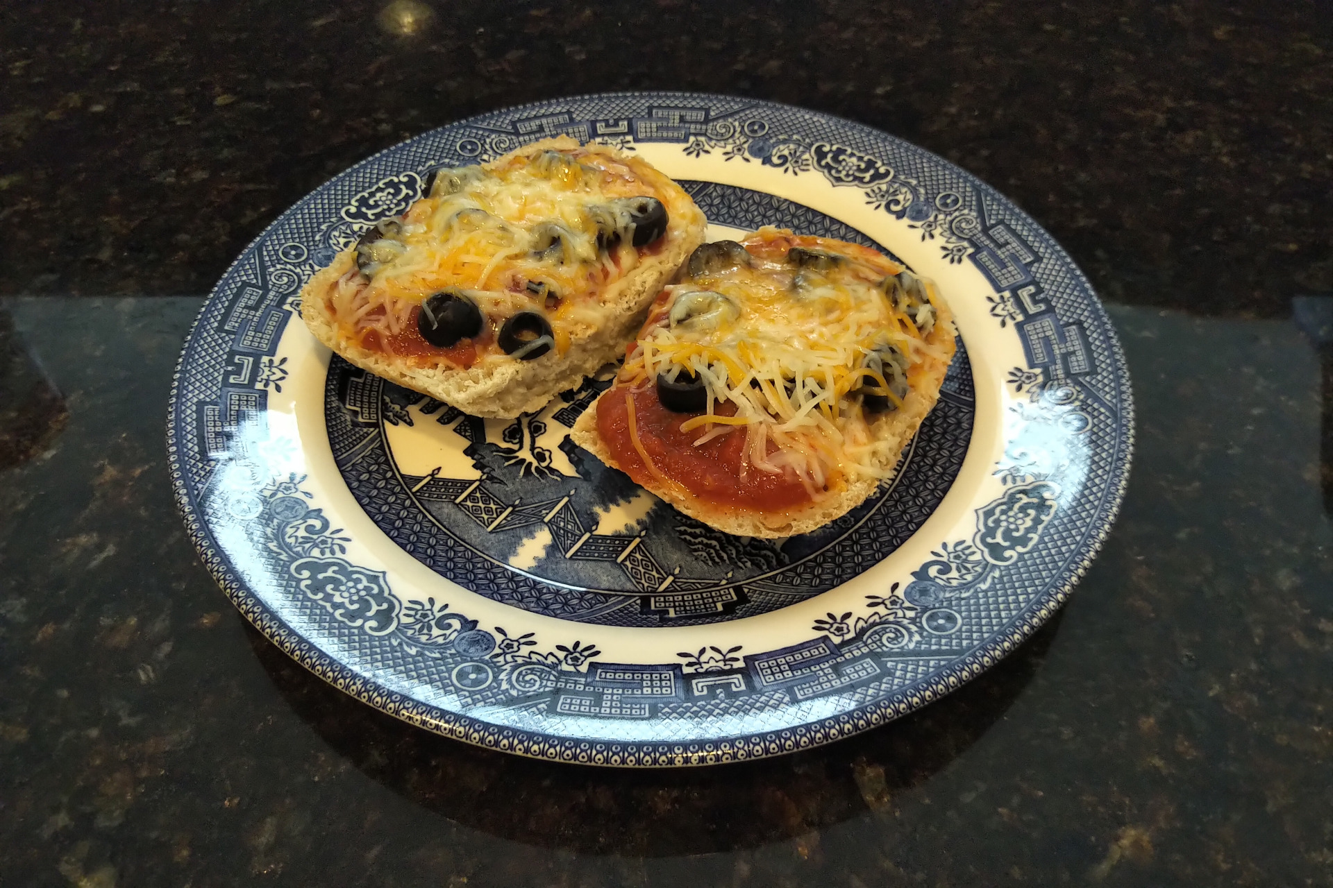 Gluten free mini pizza open-faced sandwich on a plate