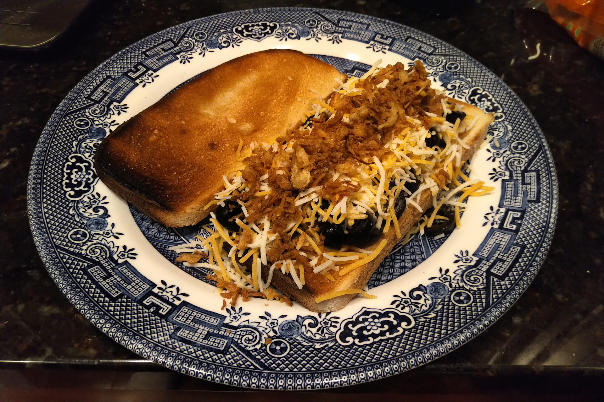 Grilled cheese layers being assembled